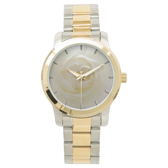 Montre Rose blanche Montres poignet Rose romantiqu (devant)