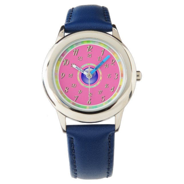 Montre rose bleu (devant)