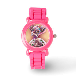 Montre rose Chico de parties scintillantes le