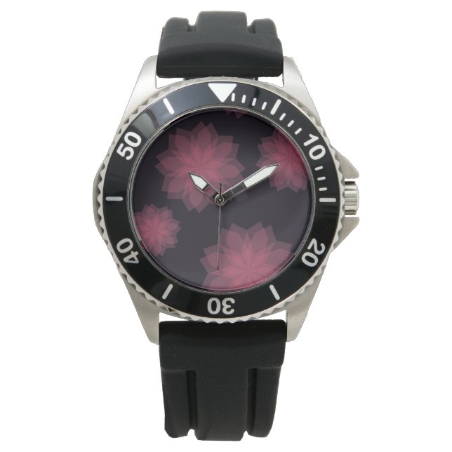 Montre Rose, cool, tendance, abstraction de fleurs modern (devant)
