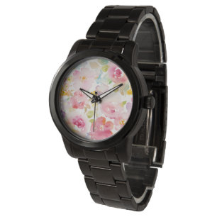Montre Rose d'aquarelle du milieu de l'été   floral
