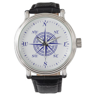 Montre Rose de boussole bleu marine