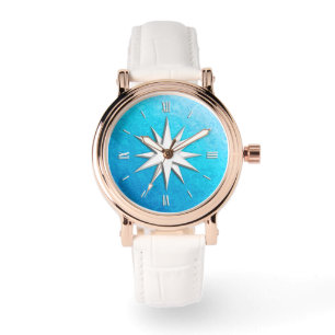 Montre Rose de boussole ivoire - arrière - plan en verre