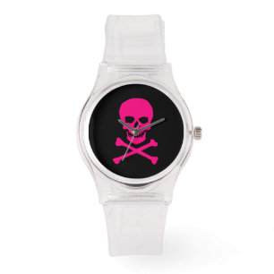 Montre rose de crâne