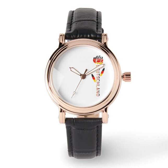 Montre Rose de drapeau allemand Deutschland  (Recto)
