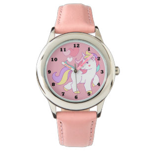 Montre rose de licorne de filles