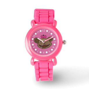 Montre rose de parties scintillantes de filles de