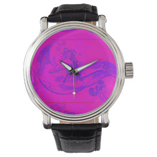 montre rose de sirène de vague