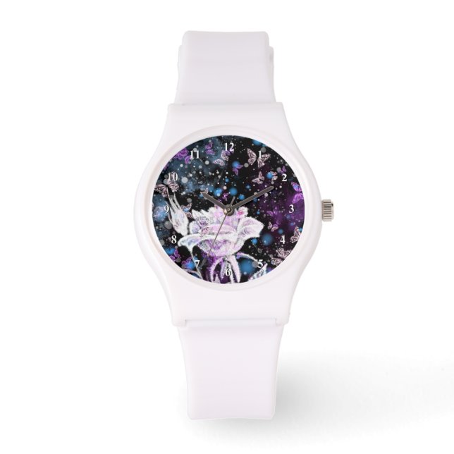 Montre Rose d'hiver et papillons (Recto)