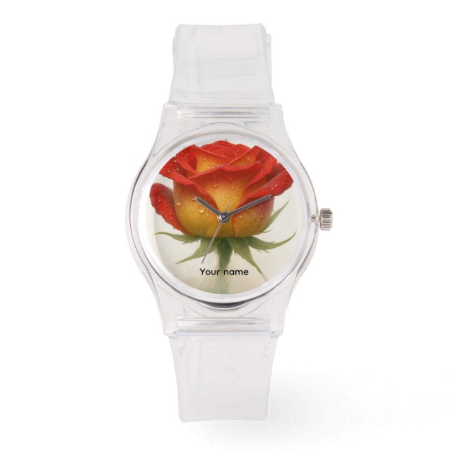Montre Rose et gouttelettes d'eau - beau  (Recto)