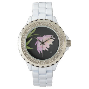 Montre Rose floral de lavande d'aquarelle de pivoine de
