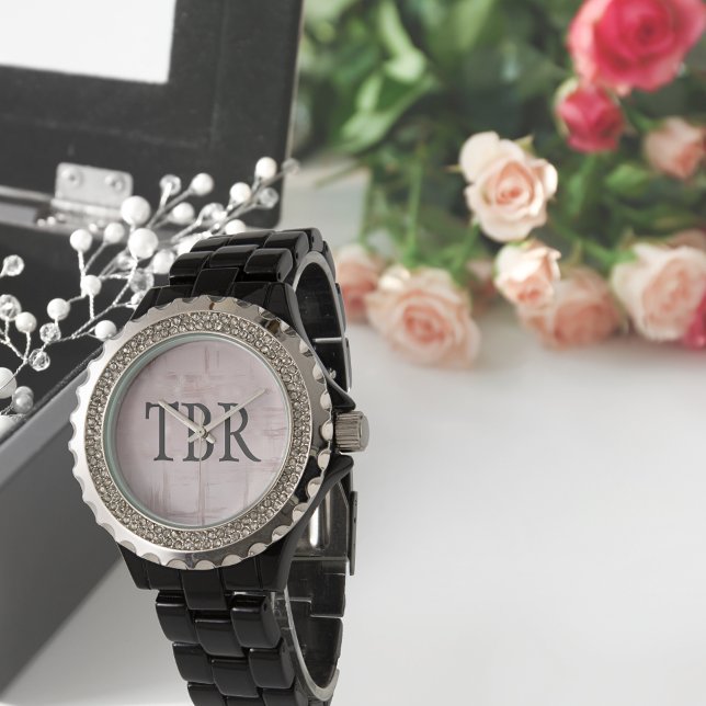 Montre Rose Gold Abstrait sur Monogramme Rose (Créateur téléchargé)
