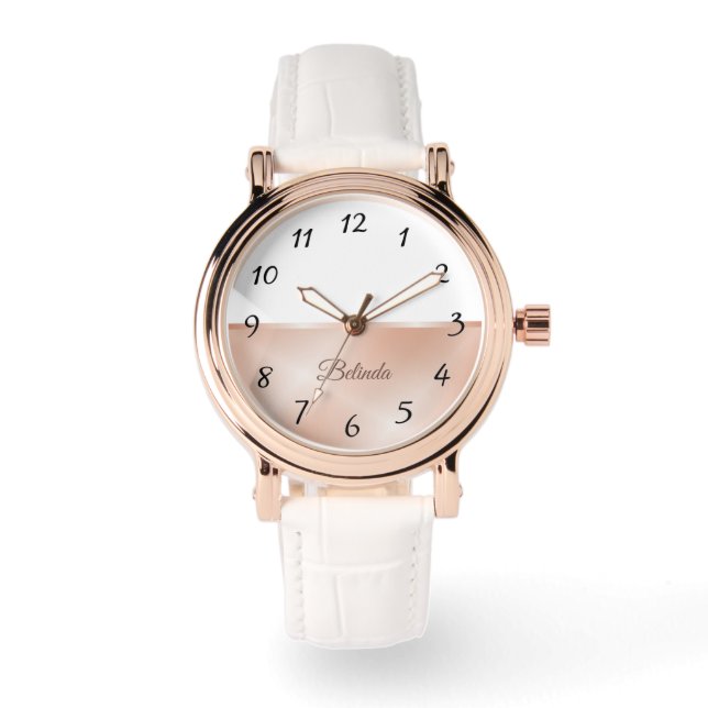 Montre Rose Gold Ajouter nom minimaliste (Recto)