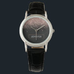 Montre Rose Gold Blush Parties scintillant rose Monogramm<br><div class="desc">Black and Rose Gold - Blush Pink Sparkle Parties scintillant Monogramme Nom Monographie. Cela fait le cadeau parfait de remise de diplômes,  anniversaire,  mariage,  douche nuptiale,  anniversaire,  baby shower ou bachelorette pour quelqu'un qui aime le luxe glam et les styles chic.</div>