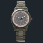 Montre Rose Gold Blush Pink Parties scintillant Glam Nom<br><div class="desc">Glam Rose Gold Parties scintillant Monogramme élégant Monogramme Watch. Personnalisez facilement ce design de montre chic branché avec une élégante parties scintillant brillante d'or rose sur un arrière - plan noir. Le design comprend votre monogramme manuscrit avec de jolis tourbillons et votre nom.</div>