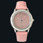 Montre Rose Gold Blush Pink Parties scintillant Script Mo<br><div class="desc">Rose Gold - Blush Pink Sparkle Parties scintillant Script Monogramme Nom Monographie. Cela rend le cadeau parfait pour 16 ans,  mariage,  douche nuptiale,  anniversaire,  baby shower ou bachelorette pour quelqu'un qui aime le luxe glam et les styles chic.</div>