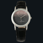 Montre Rose Gold Blush Pink Parties scintillant Script Mo<br><div class="desc">Black and Rose Gold - Blush Pink Sparkle Parties scintillant Script Monogramme Nom Monographie. Cela fait le cadeau parfait de remise de diplômes,  anniversaire,  mariage,  douche nuptiale,  anniversaire,  baby shower ou bachelorette pour quelqu'un qui aime le luxe glam et les styles chic.</div>