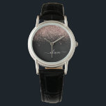 Montre Rose Gold Blush Pink Parties scintillant Script Mo<br><div class="desc">Black and Rose Gold - Blush Pink Sparkle Parties scintillant Script Monogramme Nom Monographie. Cela fait le cadeau parfait de remise de diplômes,  anniversaire,  mariage,  douche nuptiale,  anniversaire,  baby shower ou bachelorette pour quelqu'un qui aime le luxe glam et les styles chic.</div>