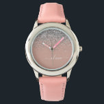 Montre Rose Gold Blush rose Parties scintillant argent Mo<br><div class="desc">Rose Gold - Blush Pink and Silver Sparkle Parties scintillant Script Monogramme Nom Monographie. Cela rend le cadeau parfait pour 16 ans,  mariage,  douche nuptiale,  anniversaire,  baby shower ou bachelorette pour quelqu'un qui aime le luxe glam et les styles chic.</div>