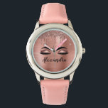 Montre Rose Gold Glitter Sparkle Eyelashes Monogram<br><div class="desc">Rose Gold Faux Foil Metallic Sparkle Parties scintillant en métal brossé Monogramme Nom et cils initiaux (cils), Extensions Eyelash et yeux Blush Pink Maquillage Watch. Cela rend le cadeau parfait pour 16 ans, mariage, douche nuptiale, anniversaire, baby shower ou bachelorette cadeau pour quelqu'un décorant sa chambre dans le style cool...</div>