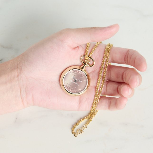 Montre Rose Gold Parties scintillant Watch Texte personna (main)