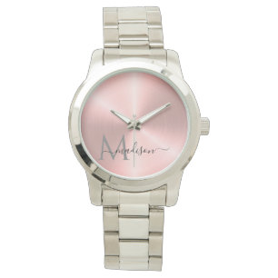 Montre Rose Gold Radial Nom du script métallique