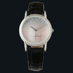 Montre Rose Gold - Rose Pâle Pailleur Argenté Monogramme<br><div class="desc">Rose Gold - Montre à monogramme avec fausse feuille métallisée rose pâle et argenté. C'est le cadeau parfait pour une remise de diplôme, un anniversaire, un mariage, une douche de mariée, un anniversaire de mariage, une baby shower ou une soirée entre filles pour quelqu'un qui aime le luxe et les...</div>