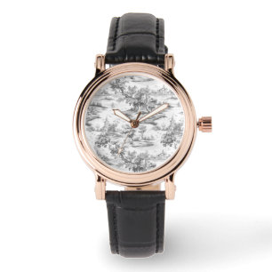 Montre Rose Gold Timepiece avec bracelet noir French Toil