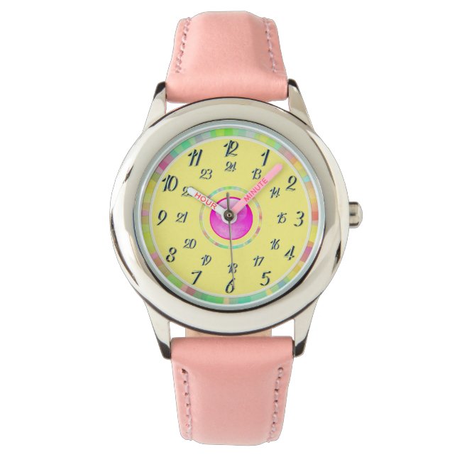 Montre rose jaune (devant)