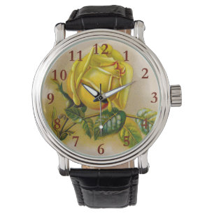 Montre Rose jaune Antique Vintage Imprimer Art