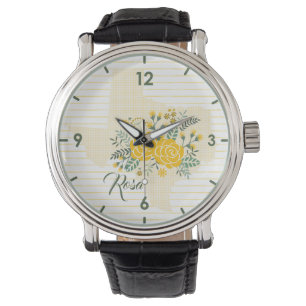 Montre Rose jaune du Texas - État En vichy avec les Rose