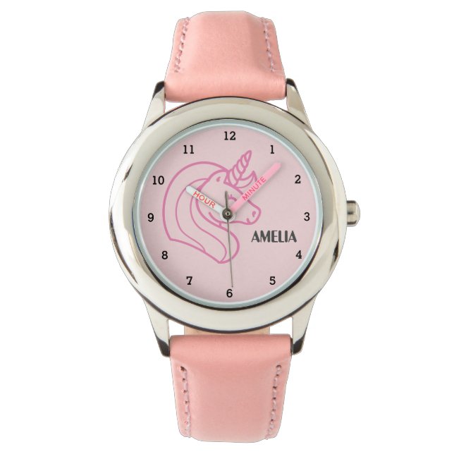 Montre rose licorne magique Boho pour filles (devant)