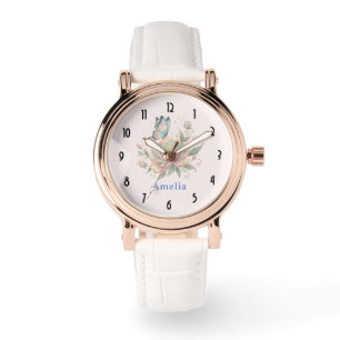 Montre Rose Magique et Papillon Couleurs Pastel