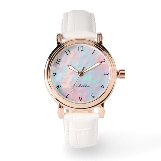 Montre Rose Pâle Menthe Douce Or Luxe Collection Moderne (Recto)