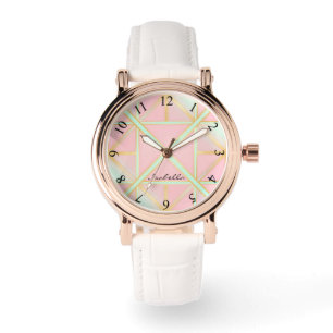 Montre Rose Pâle Menthe Douce Or Luxe Collection Tendance