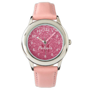 Montre Rose rose clair faux pétille parties scintillant M