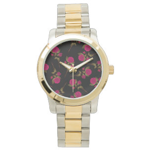 Montre Rose rose populaire de luxe Floral