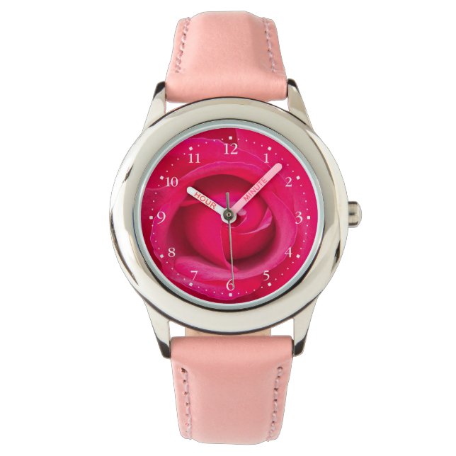 Montre Rose rose rouge romantique (devant)