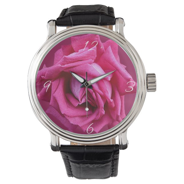Montre Rose rose tendance floral moderne boho belle (devant)