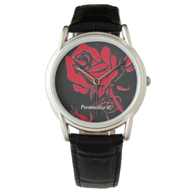 Montre Rose rouge vif simple à partir d'une impression de (devant)