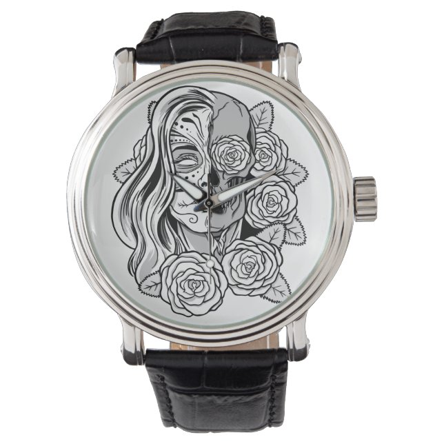 Montre Rose Sugar Skull Girl (devant)