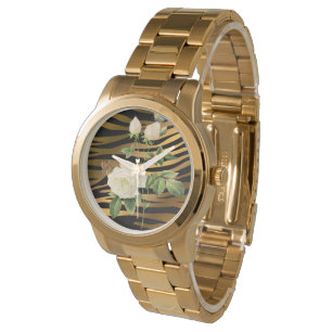Montre Rose Tigar de luxe moderne Black Gold