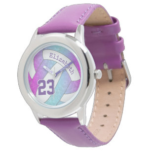 Montre rose violet bleu coloré féminin volley-ball