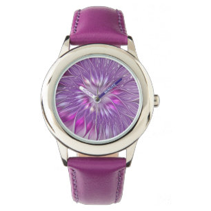 Montre Rose violet passion Fleur Art Abstrait Fractal