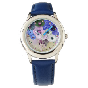 MONTRE ROSES BLANCS BLEUS, MONOGRAMME DES FLEURS D'ANÉONE