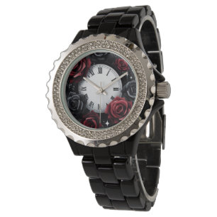 Montre Roses noires et rouges