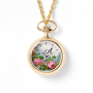 MONTRE ROSES ROSES ET JASMINES ROSES, MONOGRAMME FLORAL