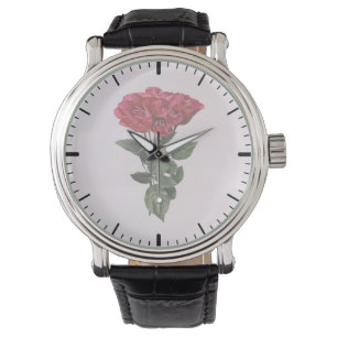 Montre Roses rouges et feuilles