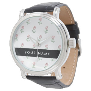 Montre Roses Rouges, Motif De Roses, Votre Nom