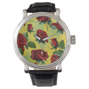 Montre Roses rouges victoriennes vintages